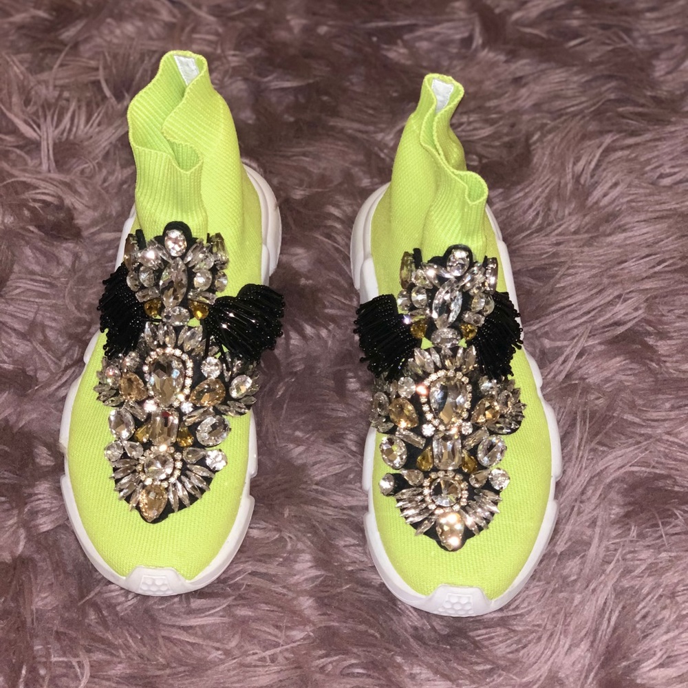 Bejeweled sock sneakers! So cute and comfortable.